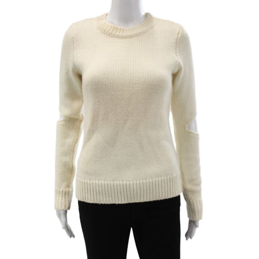 Philanthropy Womens Sweater Ivory Merino Wool Crewneck Long Sleeve Size XS